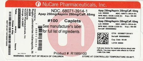 Acetaminophen, Aspirin, Caffeine 포장