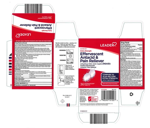 Leader Extra Strength Effervescent Antacid and Pain Reliever packaging