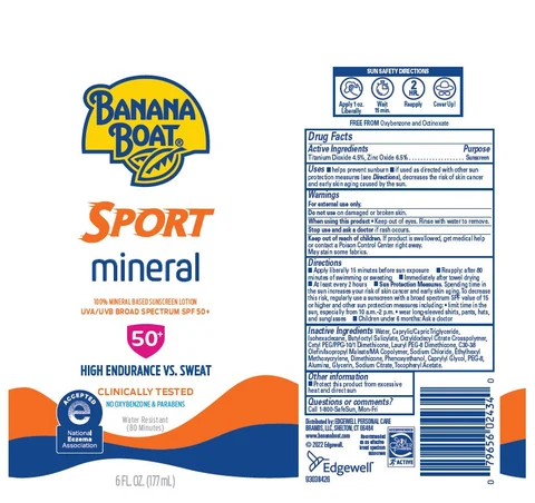 Banana Boat Sport Mineral SPF 50 포장