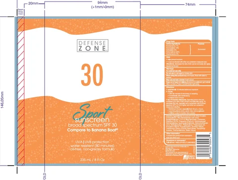 Defense ZoneSport Broad Spectrum SPF 30 Sunscreen 포장