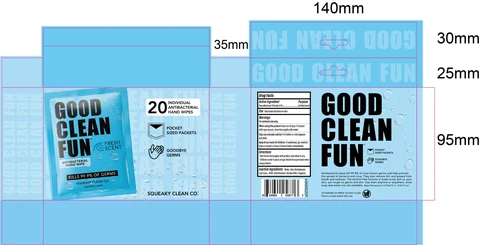 20 pack Individual Antibacterial Hand Wipes - Fresh 포장