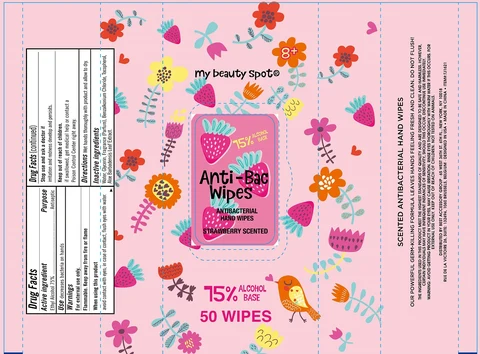 Anti-Bac antibacterial Hand Wipes Strawberry Scentedd 포장