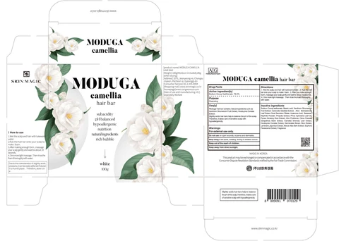 MODUGA camellia hair bar packaging
