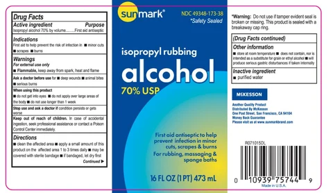 Principal Display Panel NDC 49348-173-38 isopropyl rubbing alcohol 70% USP 16 FL OZ (1 PT) 473 mL