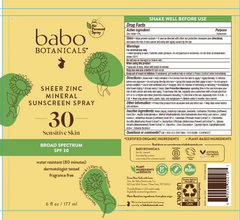 Babo Botanicals Sheer Zinc Mineral Sunscreen SPF30 포장