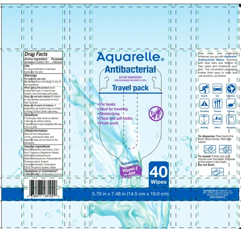 Aquarrelle Antibacterial Wipes 40 packaging