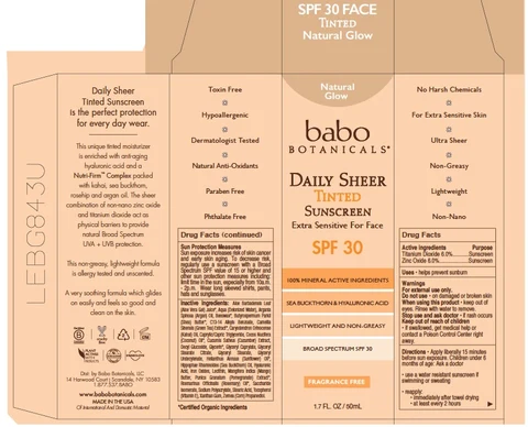 Babo Botanicals SPF 30 Daily Sheer Tinted Sunscreen - Natural Glow 포장