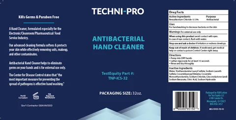 Techni-Pro Antibacterial Hand Cleaner packaging
