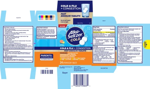 ALKA SELTZER COLD Cold Flu and Congestion Severe Fast Dissolve 포장