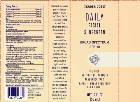 TRADER JOES DAILY FACIAL SUNSCREENSPF 40 포장