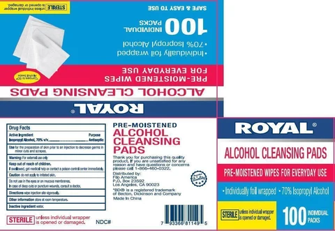 ROYAL ALCOHOL CLEANSING PADS 포장