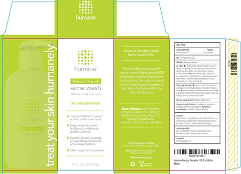 HUMANE Maximum Strength Acne Wash 10 Benzoyl Peroxide packaging