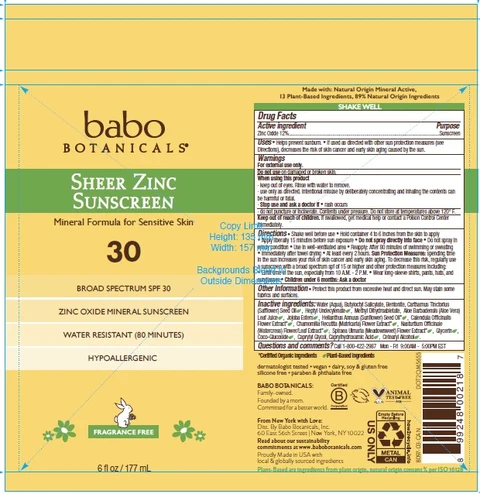 Babo SPF 30 Sheer Zinc Sunscreen 포장
