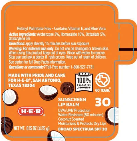 HEB BROAD SPECTRUM SPF 30 COCONUT SCENTED SUNSCREEN 포장