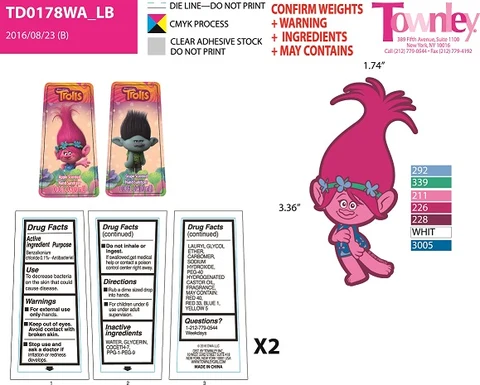 Trolls 2 Pack Hand Sanitizer packaging