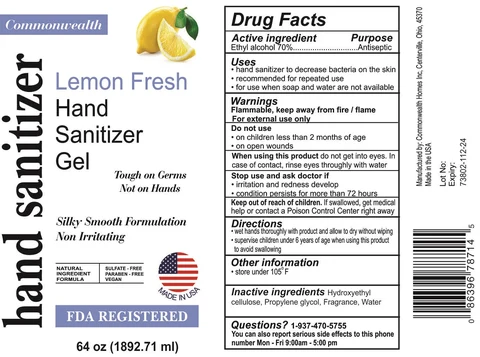Commonwealth Lemon Fresh Hand Sanitizer Gel 포장