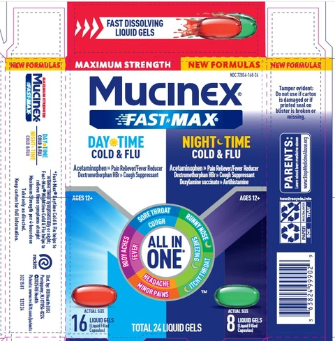 MUCINEX FAST-MAX Liquid Gels Day Night Cold and Flu packaging