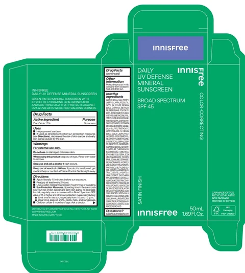 Innisfree Daily UV Defense Mineral Sunscreen packaging