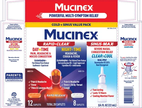 MUCINEX Rapid Clear Day Night and Clear and Cool Nasal packaging