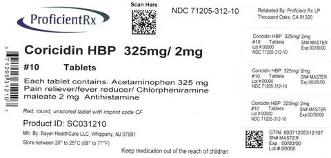 Coricidin HBPCold and Flu 포장