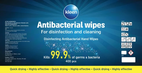 Kleen Antibacterial Wipes 포장