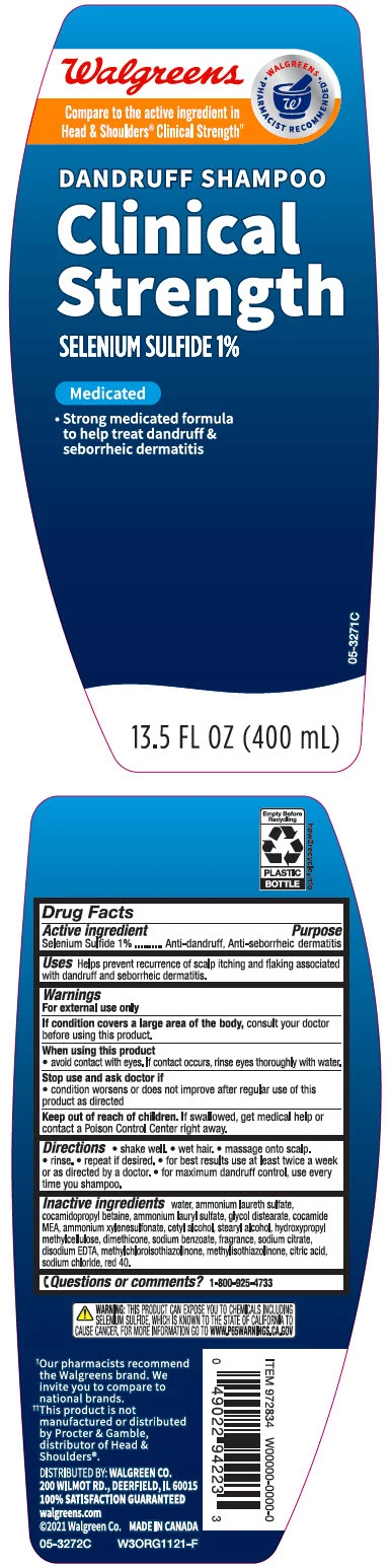 Walgreens Clinical Strength Medicated DandruffAnti-dandruff, Anti-seborrheic dermatitis packaging