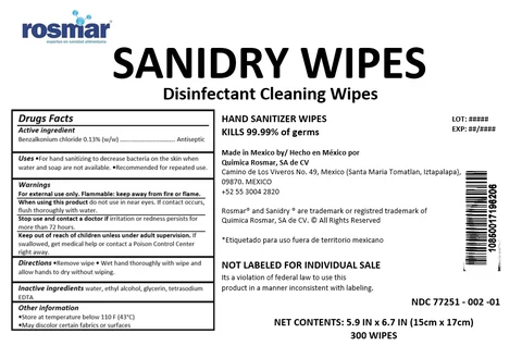 Sanidry Wipes 포장
