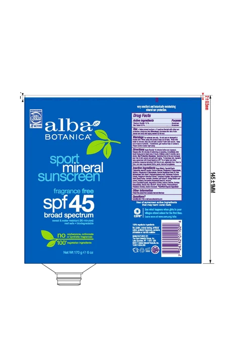 Alba Botanica Mineral Sport FF Sunscreen SPF45 포장