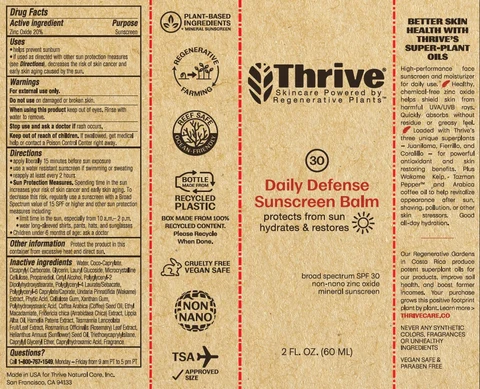 Thrive Daily Defense Sunscreen Balm SPF30 packaging