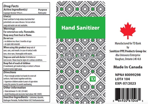 Hand Sanitizer packaging