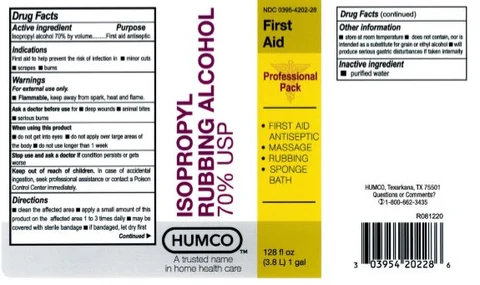 HUMCO Isopropyl Rubbing Alcohol 70% Professional Pack packaging