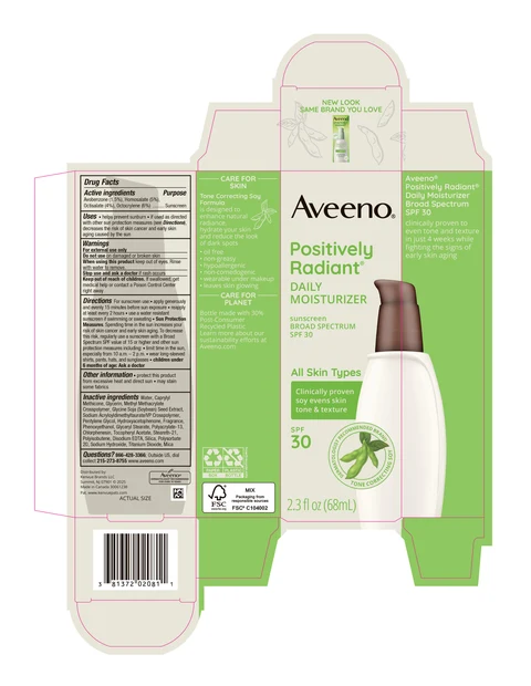 Aveeno Positively Radiant Daily Moisturizer Sunscreen Broad Spectrum SPF 30 포장