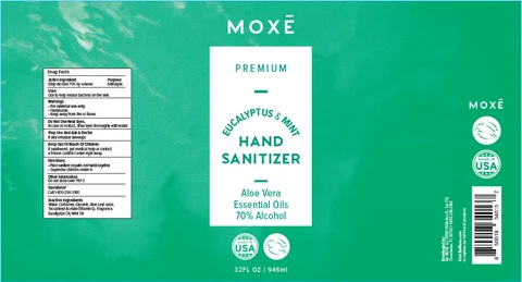 MOXE Eucalyptus Mint Hand Sanitizer 포장