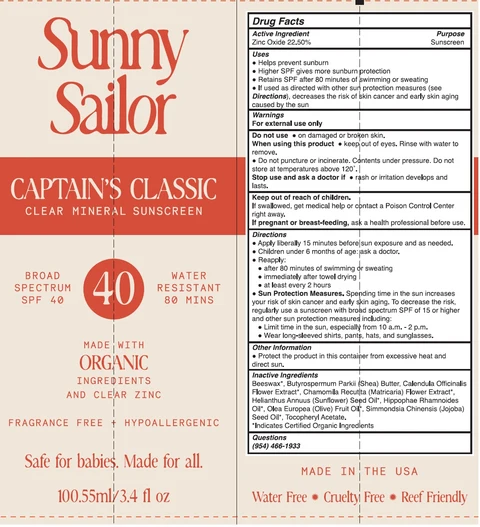 Sunny Sailor Captain s Classic Clear Mineral Sunscreen SPF 40 포장