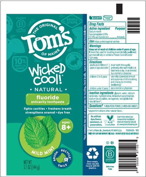 TOMS OF MAINE WICKED COOL MILD MINT 포장