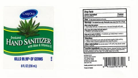CAREONE INSTANT HAND SANITIZER WITH ALOE AND VITAMIN E packaging