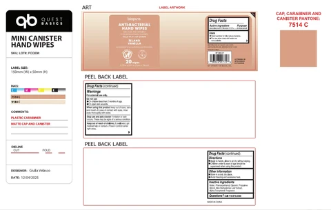 BIOPURE20CT ANTI BACTERIAL HAND WIPES(2010C) / BIOPURE20CT ANTI BACTERIAL HAND WIPES(807C) / BIOPURE20CT ANTI BACTERIAL HAND WIPES(7514C) 포장