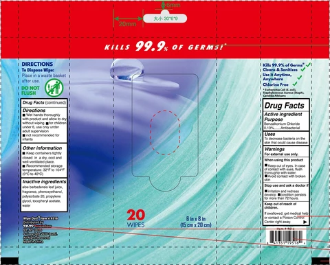WIPE OUT Antibacterial Wipes packaging