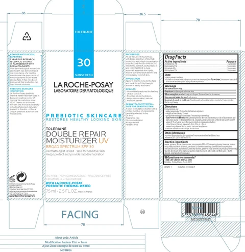 La Roche Posay Laboratoire Dermatologique Toleriane Double Repair Moisturizer UV Broad Spectrum SPF 30 Sunscreen packaging