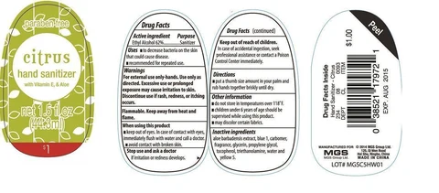 Citrus Hand Sanitizer with vitamin E and aloe packaging