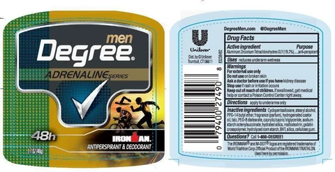DegreeAdrenaline Ironman Antiperspirant Deodorant 포장
