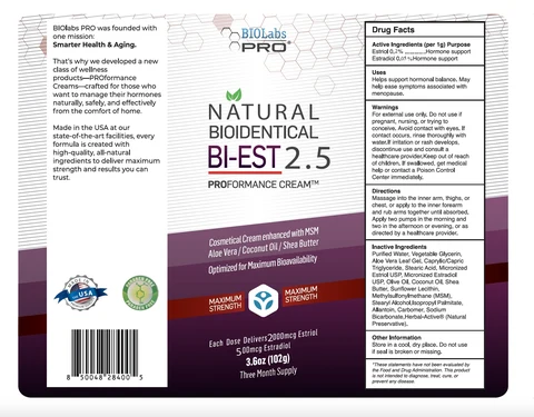 3.6oz BiEST 2.5 Estrogen Cream 포장
