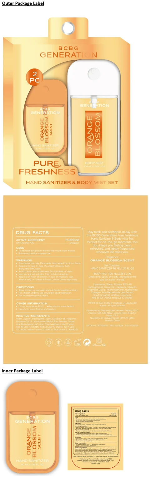 BCBG GENERATION HAND SANITIZER ORANGE BLOSSOM SCENT 포장