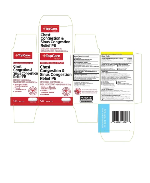 Topcare Chest Congestion and Sinus Congestion Relief PE packaging