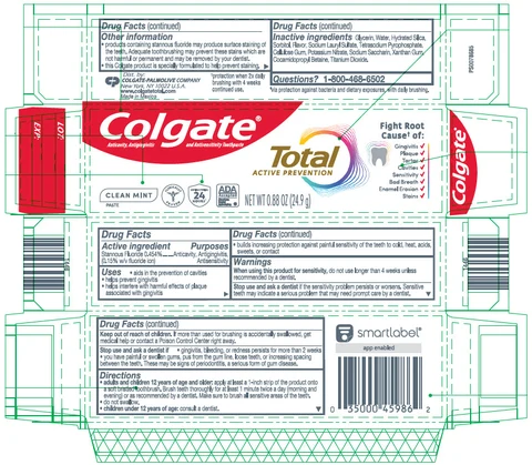 COLGATE TOTAL ACTIVE PREVENTIONCLEAN MINT packaging
