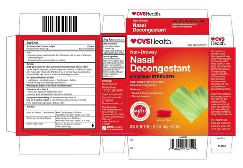 CVS Health Non-Drowsy Nasal Decongestant 포장