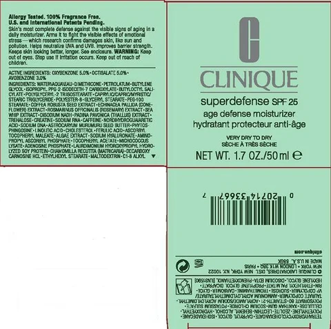 SUPER DEFENSESUPERDEFENSE AGE DEFENSE MOISTURIZER SPF 25 VERY DRY SKIN 포장