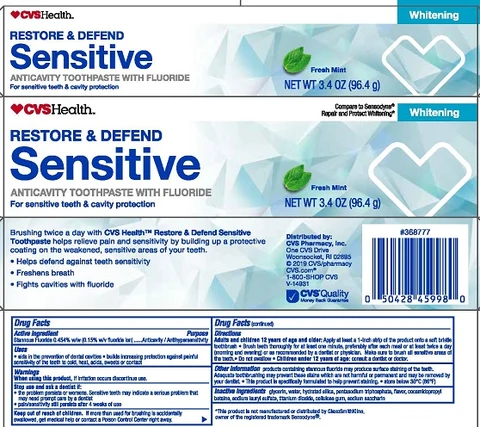 CVS Restore and Defend SensitiveWhitening 포장