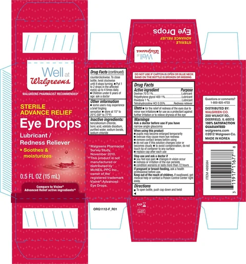 Walgreens Sterile Advance Relief Eye Drops packaging
