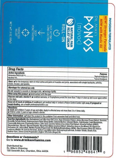DR. MIKES Ponos Pain Relief Cream Roll-On 포장